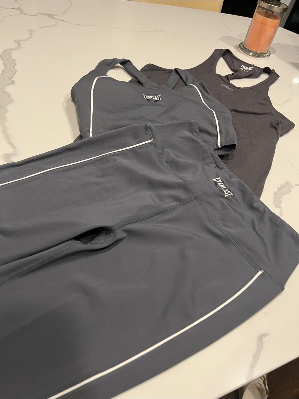Everlast Gray Active Three Piece Set with White Piping